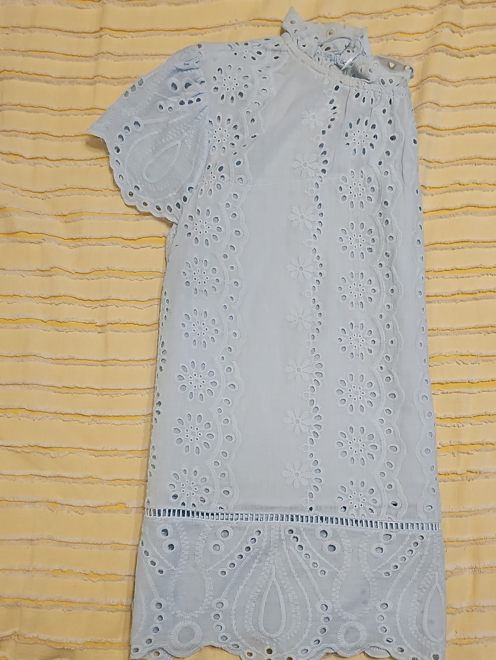 Adiva Pale Blue Eyelet Blouse - Picture 8 of 12